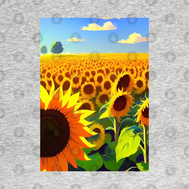 STYLISH SIMPLE SUNFLOWER FIELD WITH PALE BLUE SKY by sailorsam1805